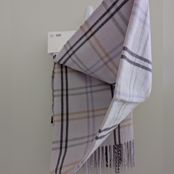STEVE MADDEN Preppy Plaid Wrap Shawl Oversized Scarf Lilac Lavender Caramel NWT - Picture 11 of 12